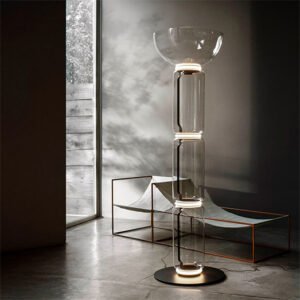 Bamboo knot glass floor lamp