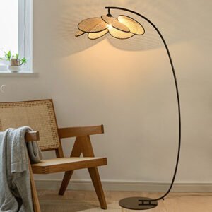 Vintage cane floor lamp