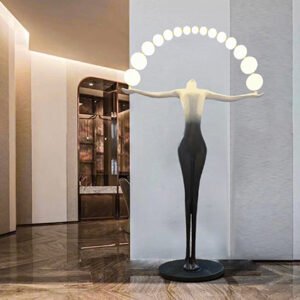 Humanoid sculpture floor lamp