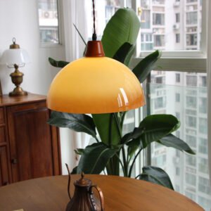 Vintage Bowl Shaped Bauhaus Glass Pendant lamp