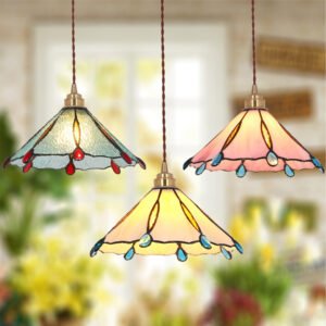 Retro Tiffany Stained Glass Pendant Light